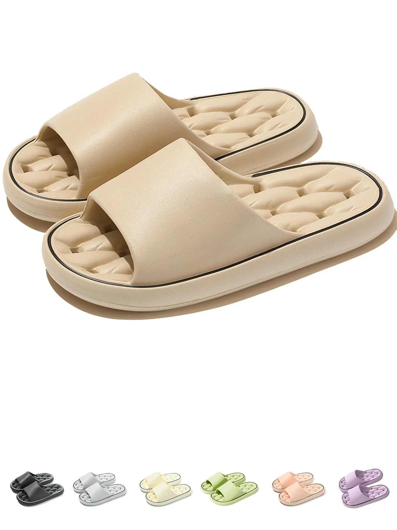Unisex EVA Shower Slides with Drainage Holes, Quick Drying Slippers, Non-Slip Odor-Resistant Thick Cushioned Sole, Casual Indoor Home & Hotel Summer Footwear Shoe Slipper