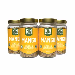 Kin Kitchen Mango Granola & Quinoa Crisps 4-Pack 8oz Jars Organic Non-GMO Crunchy Snack with 5g Protein per Serving