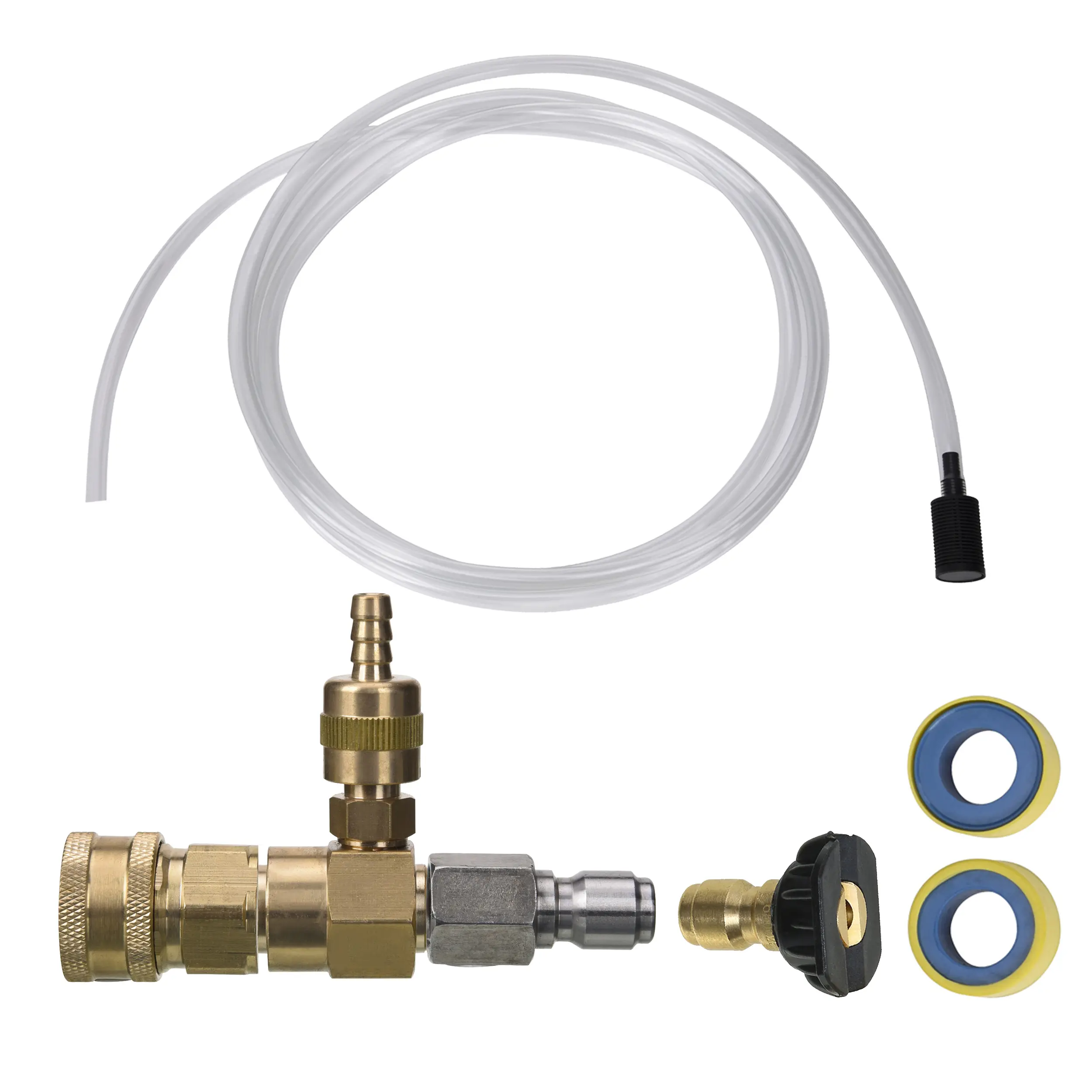 Adjustable Pressure Washer Chemical Injector Kit with 3/8 in Quick Connector, Soap Injector, Filter, 3200 PSI Max - High Pressure Hose, Nozzle Hose, Car Wash Accessory for Automotive Maintenance【DealsForYouDays】, Cold Water And Hot Water Pressure Washers