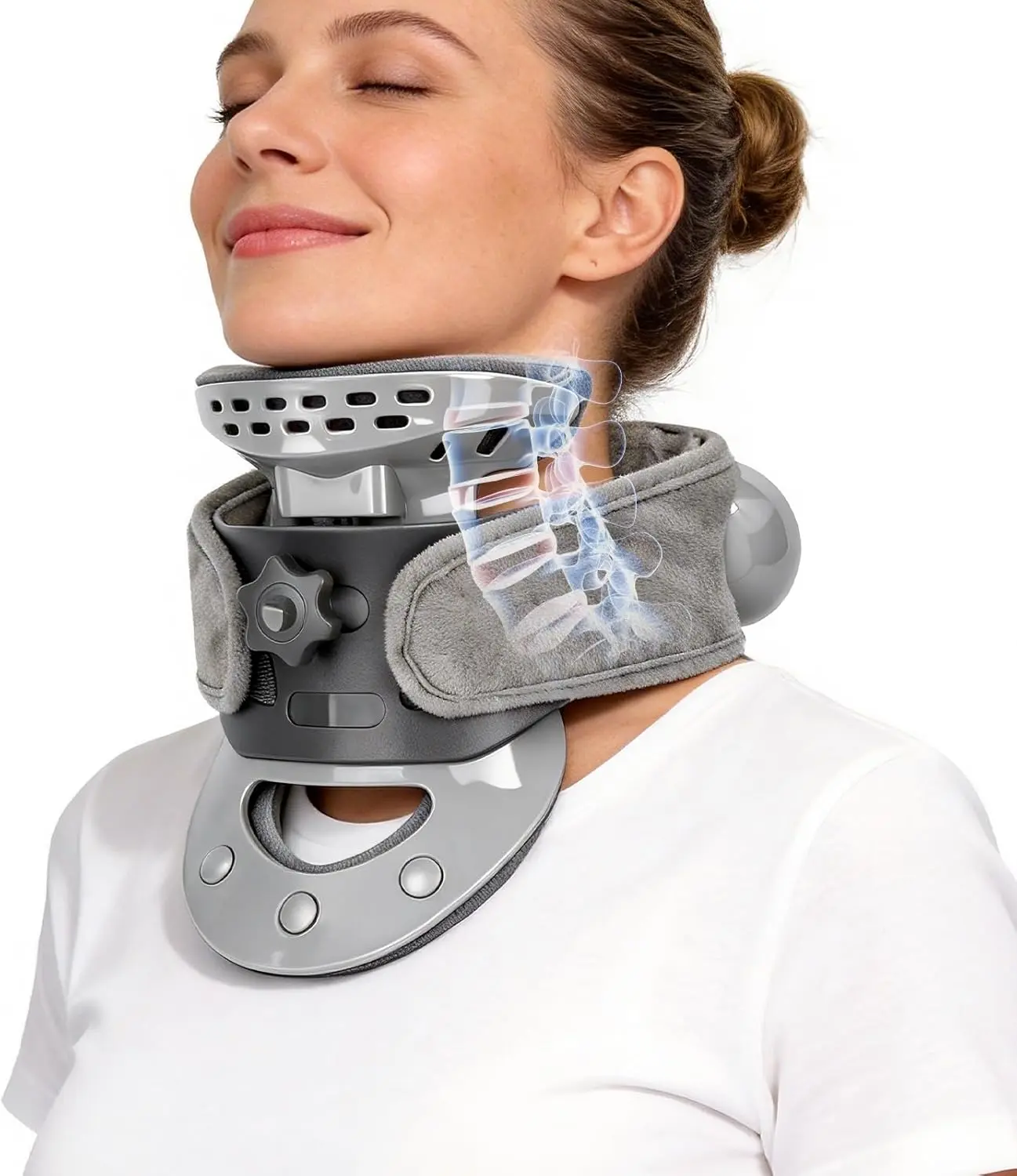 SERFORY Cervical Traction Device - Adjustable Relaxing Cervical Traction Tool, Neck Shoulder Relaxer with Heating, Tight Muscles Relief Neck Brace, Home-Use Personal Care Massage Appliance