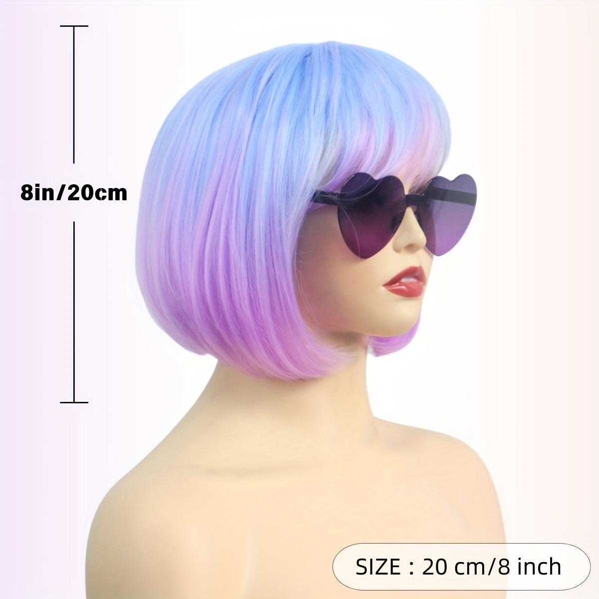 Set of 3 for Women'S 8-Inch Gradient Bob Wig (Includes Glasses, Wig Cap, And Wig)
