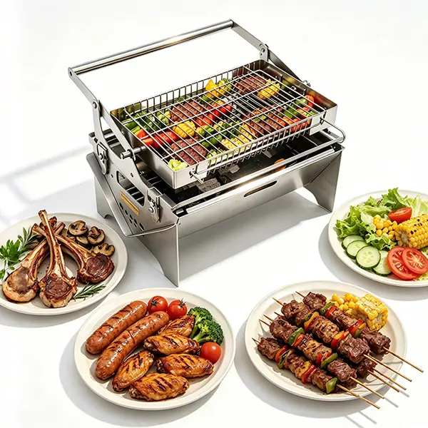 Flip Rotatable BBQ Grill｜Portable Foldable Stainless Steel｜Camping Picnic Outdoor Grill｜Manual 360° Rotation