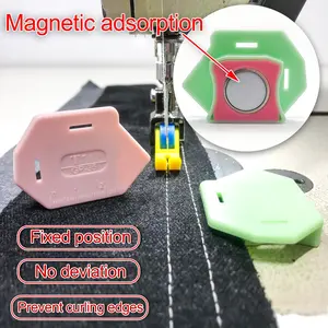 1pc Sewing Essentials Magnetic Seam Guide for Sewing Machines, Multifunctional Edge Guide with Flower Design, No Battery Required, Orange & Light Green
