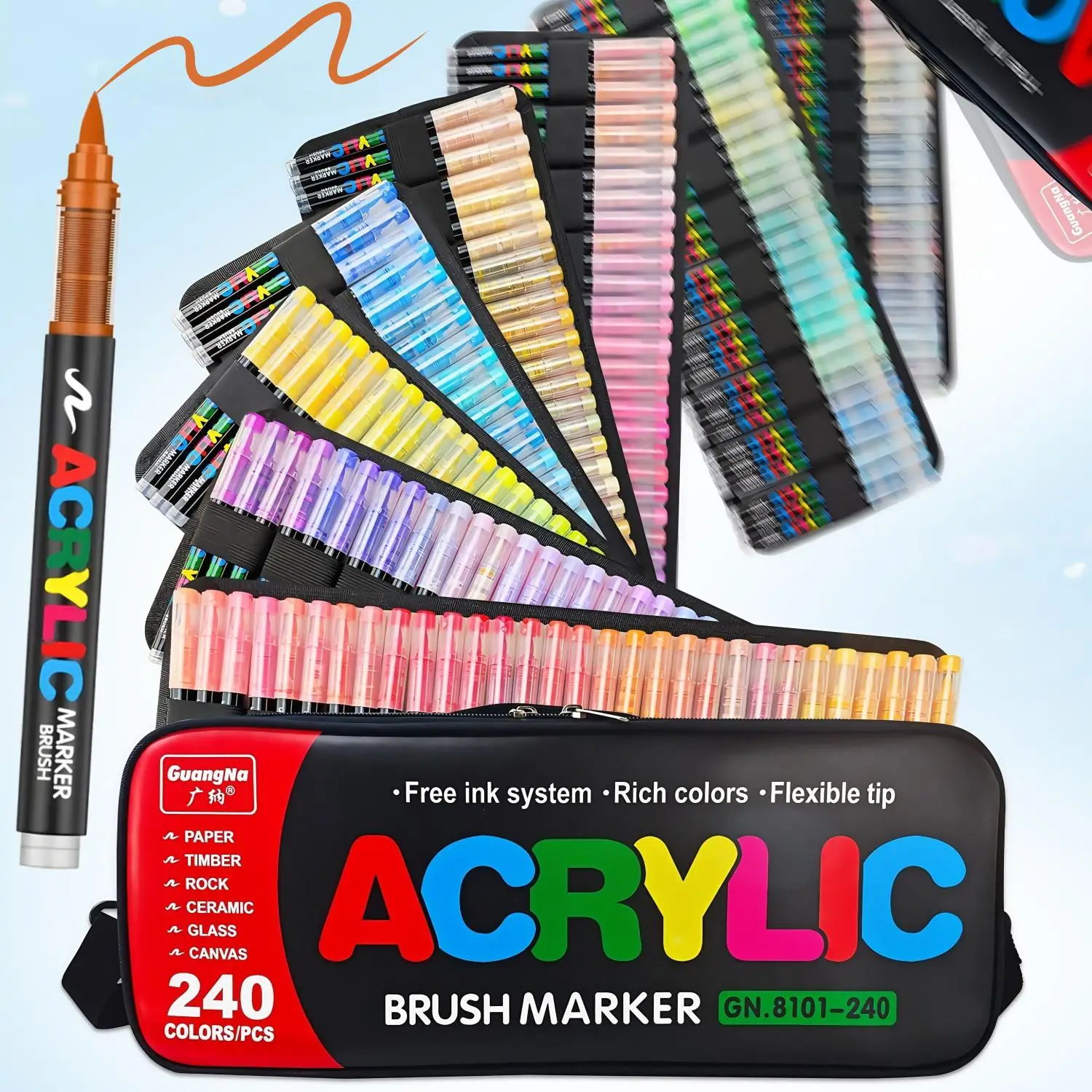 Acrylic Marker Pen Set, 1 Box Waterproof Soft Brush Tip Pens for Art Painting & Crafts, Art Supplies for Glass, Stone, Wood, Paper