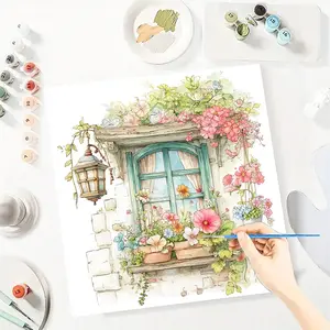 Floral Scenery Paint by Numbers for Adult,Paint by Number Kit for Beginners,DIY Acrylic Paint Canvas Painting Kits Art ,Home Wall Decor Gift for Her, 20x20 inch(Without Frame)