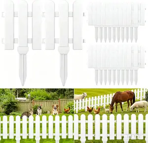 8-Pack Outdoor Pet Plastic Fence – Push-In Ground Stakes for Easy Installation – Keep Dogs & Cats Safe in Yard – Prevent Escape & Wandering – Protect Lawns, Flower Beds & Gardens – DIY Adjustable Barrier for Backyard, Patio & Garden