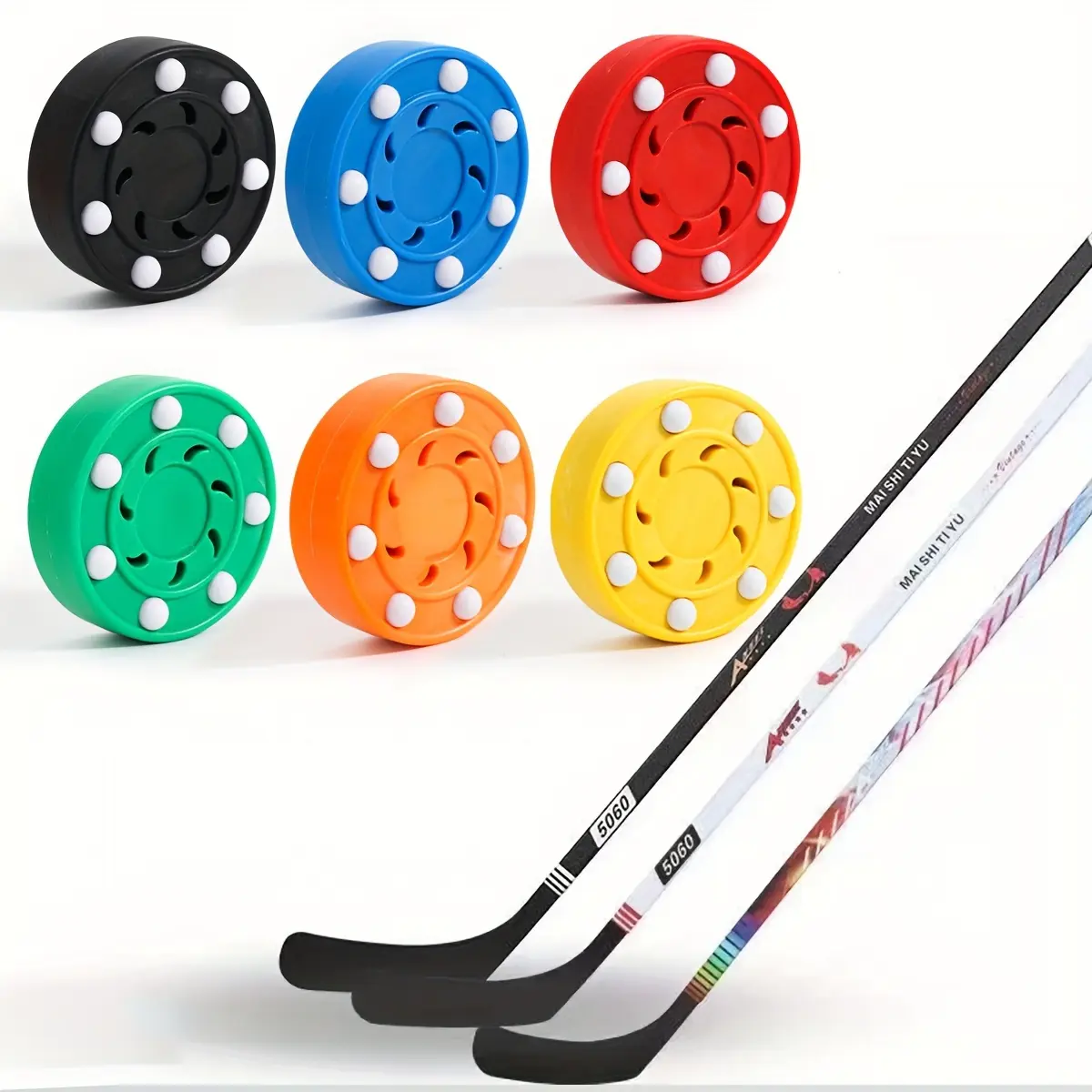 Multi-Color Ice Hockey Ball - High-Quality Skating Essentials for Professional Competition Performance - Ideal for Intensive Sports Training and Drills, Official-Sized and Weighted