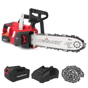 PowerSmart Cordless Chainsaw, 20V 12-Inch Electric Chainsaw with Auto Chain Tension & Lubrication, Battery Powered Chain Saw For Wood Cutting & Trimming (4Ah Battery And Fast Charger Included)(PS76122A)