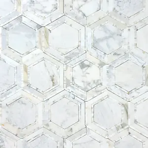 Calacatta Gold Milano Hex 7 3/4x8 3/4 Polished/Honed Marble Mosaic Tile Sample