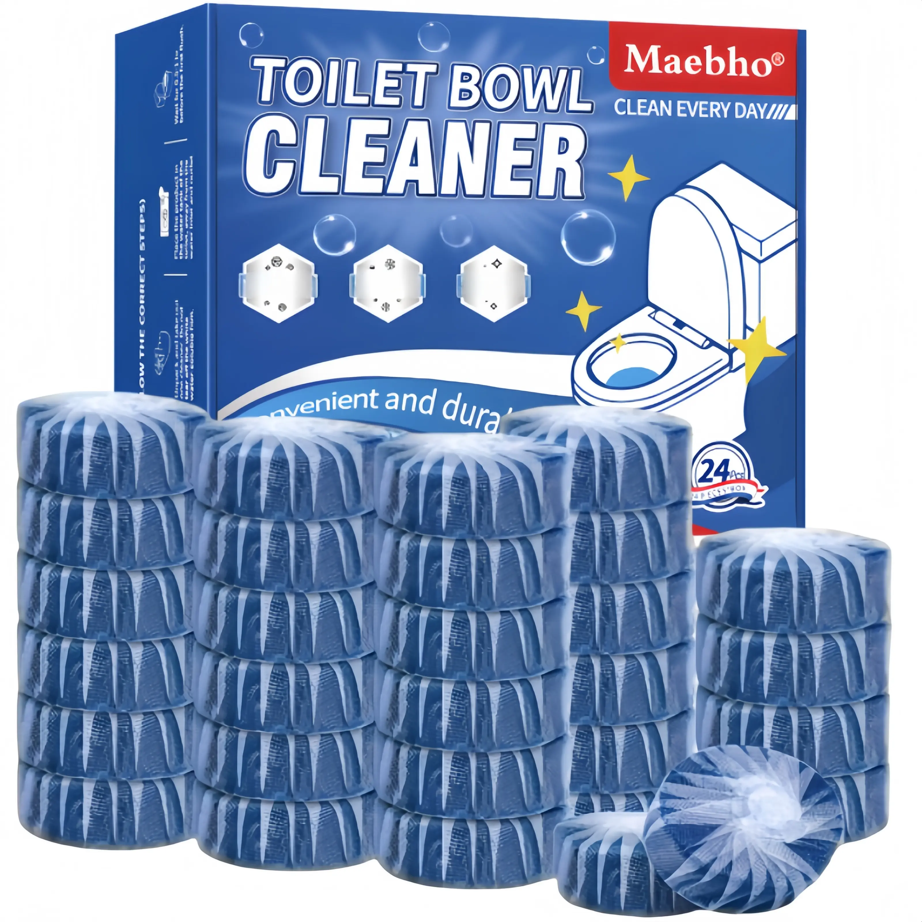 Automatic Soluble Toilet Cleaning Blocks Powerful automatic toilet cleaner tablets - long-lasting deodorization, removal of stubborn stains, easy to use, with low odor, and perfect for plastic surfaces, helping to keep your home fresh and hygienic