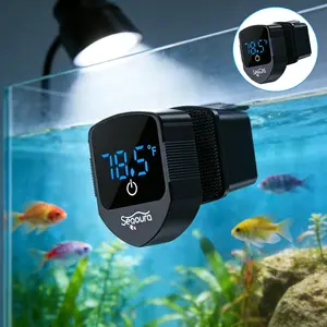SEAOURA 2-in-1 Aquarium Magnetic Cleaner with Digital Aquariums Thermometer Fish Mini Magnets Brush only for Glass Tank Tiny Magnet Floating Cleaning Tool for 1-30 Gallons  Aquarium Algae Elimination & Cleaning aquarium accessories Aesthetics Maintain
