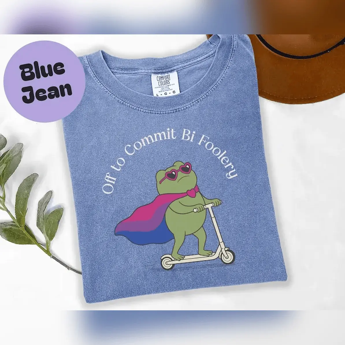 Men's Bisexual Pride Short-Sleeve Round Neck Casual Cotton T-Shirt - Funny Frog Scooter Print, All-Season Casual Tops for Men