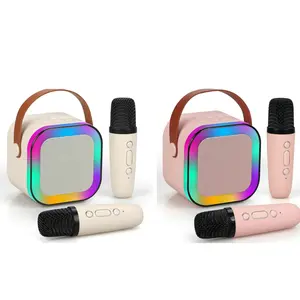 2PCS Fall Portable Wireless Karaoke Speaker with 2 wireless Microphone, HIFI Stereo Sound Subwoofers, KTV Speaker Subwoofer with RGB Colorful LED Lights, Karaoke Machine Sound System for Outdoor Sports Travel, Audio Device, Room Accessories