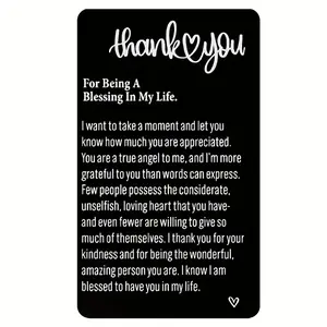 Thank You Card, Positive Message Card, Custom Message Card, Letter for Family & Friend, Engraved Aluminum Wallet Card, Ideal Thank You Gift for Birthday & Special Occasions
