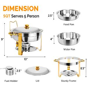 ROVSUN 2/4 Packs Gold Chafing Dishes for Buffet, 5QT Round Chafing Dish Buffet Set, Stainless Steel Chafers and Buffet Warmers Sets for Parties Weddings Catering SpringStatements