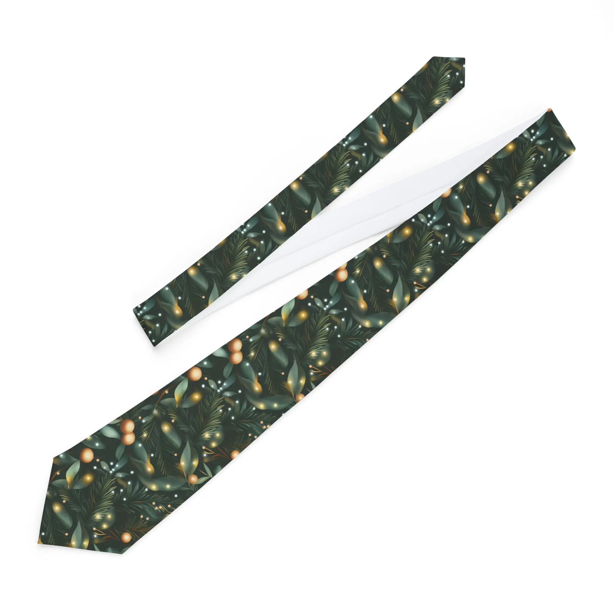 Necktie - Festive Holiday Evergreen Mistletoe Design, Christmas Formal Wear, Seasonal Neck Accessory, Holiday Party Attire, Winter