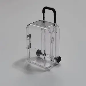Mini Super Small Luggage Storage Box with Extendable Wheels, Transparent Jewelry Cute Box, Portable Organizer for Travel and Home Use, Versatile Travel Accessory