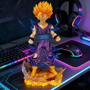 One Piece Dragon Ball Gohan Figure, Super Saiyan 2 Form with Lightning & Battle Effects，Gohan Collectible Statue, Teenage Super Saiyan 2 Battle Damaged Outfit，Dragon Ball Collectible for Desk & Gaming Setup Display