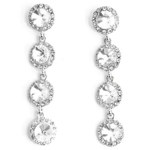 Sparkling Connected Circles Rhinestone Dangle Earrings  $27.54 USD