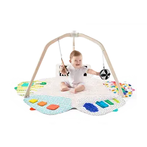 Lovevery The Play Gym with Colorful Play Mat, Wooden Frame, and Colorful Accessories