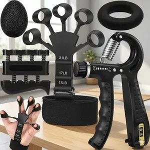 Grip Strength Trainer 5 Pack, Adjustable Hand Grip Strengthener, Forearm Exerciser Kit with Resistance Range, Hand Therapy Gripper, Massage Balls for Wrist & Forearm Training, Home & Gym Workout