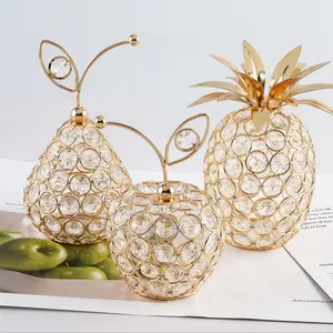 Creative Crystal Craft Fruit Ornament, Fruit Shape Ornaments, Living Room Entryway Decor, Table Decoration, Apple, Pear, Pineapple Shapes Home Accent