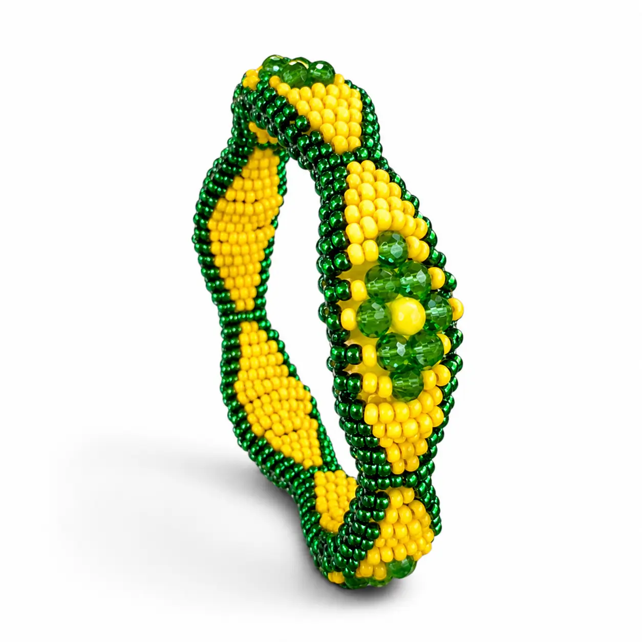 Orula Ilde Bracelet Santeria Green Yellow Beaded Bracelet Yoruba Orisha Orunmila Pulsera de Santo Religious Jewelry