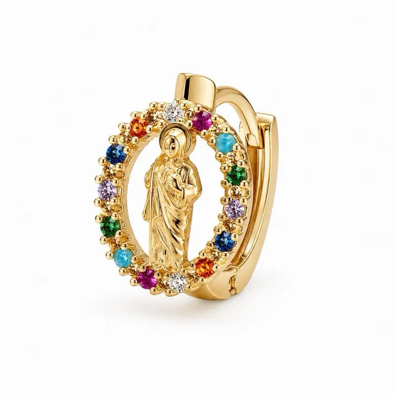Multi-color Halo huggie Earring 14k gold plated
