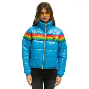 6 STRIPE LUXE APRES PUFFER JACKET - GLOSSY OCEAN