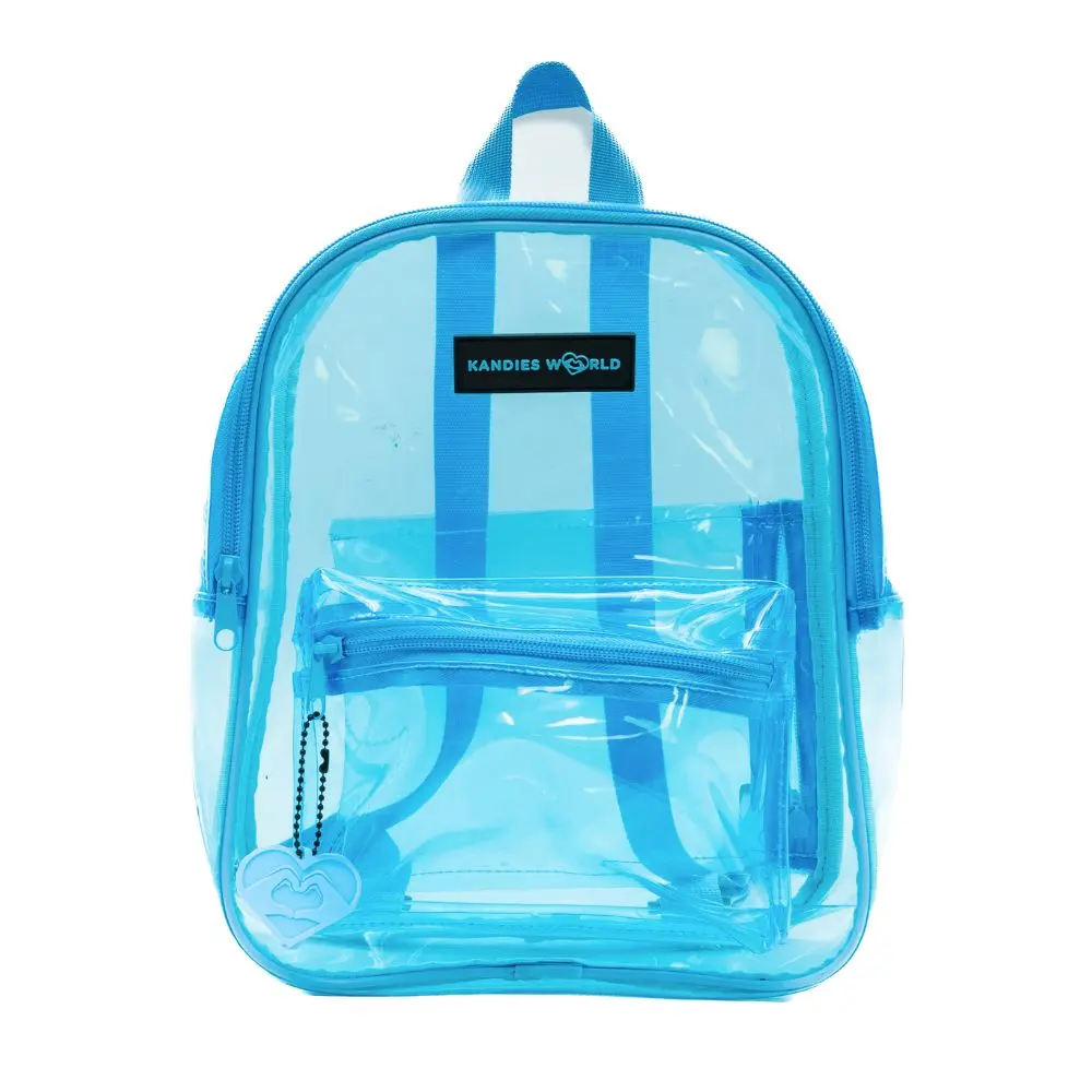 Blue Clear Water Resistant Backpack, Waterproof Functional Bookbag for Festivals