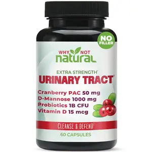 Why Not Natural 5-in-1 UTI Pills with D Mannose, Cranberry PAC Extract, Probiotics and Vitamin D - Urinary Health Formula for Women and Men