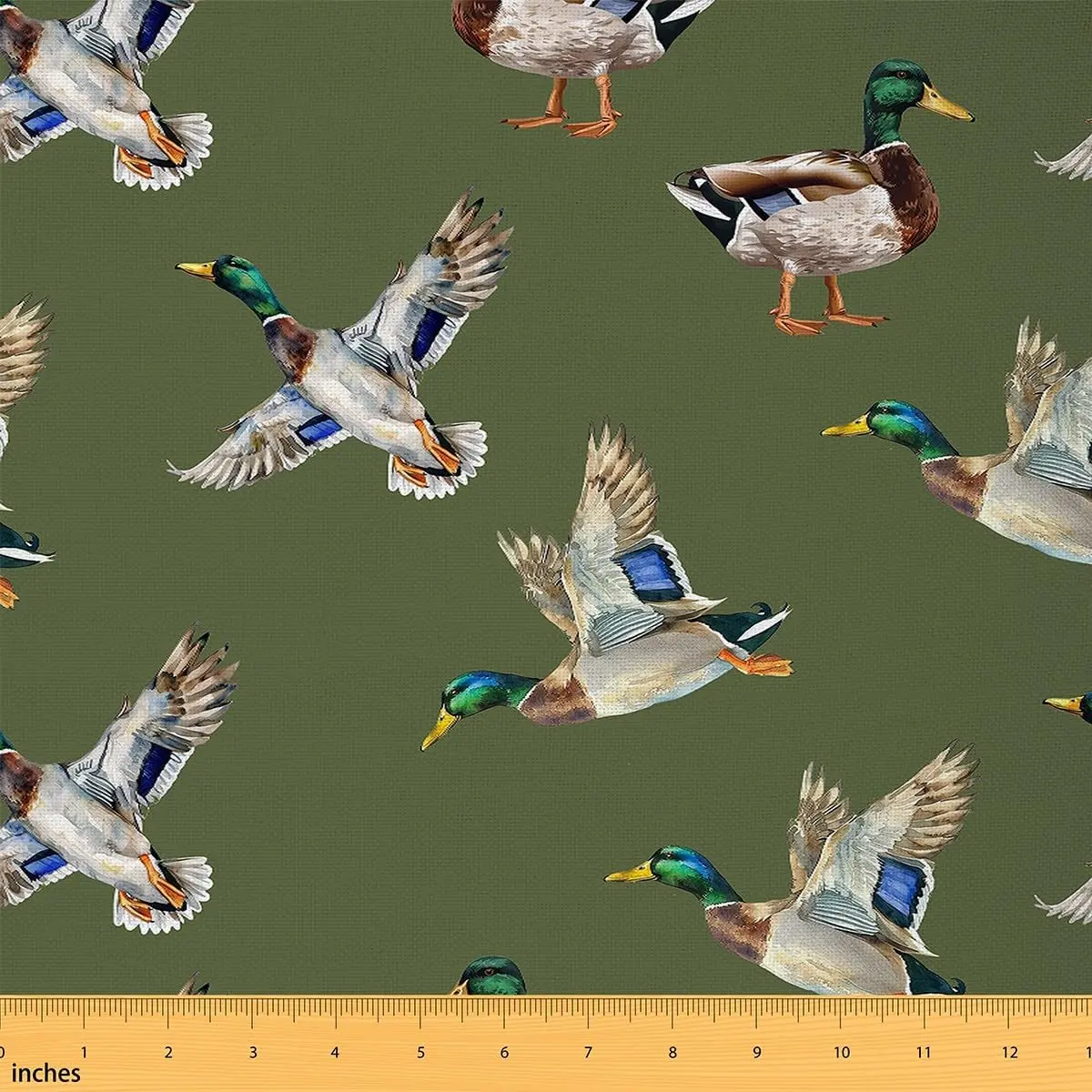 Feelyou Cute Mallard Duck Polyester Woven Textile Fabric by the Yd - Waterproof Outdoor Fabric with Exquisite Designs, for Home Decor Upholstery, Bathroom Decor