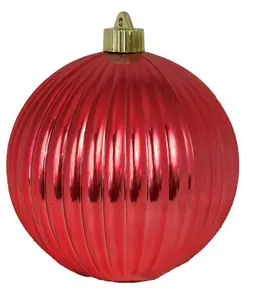 6" (150mm) Commercial Shatterproof Ball Ornament - Shiny Sonic Red Ripples