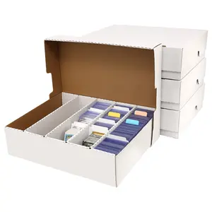 Trading Card Storage Box Card Hobby Box 3900-8000 Count Collector Cards Box White Sports Card Storage Boxes Card Sorting Tray Cases Cards Collection Trading Cards Box for Soccer Basketball Cards Trading Card Organizer