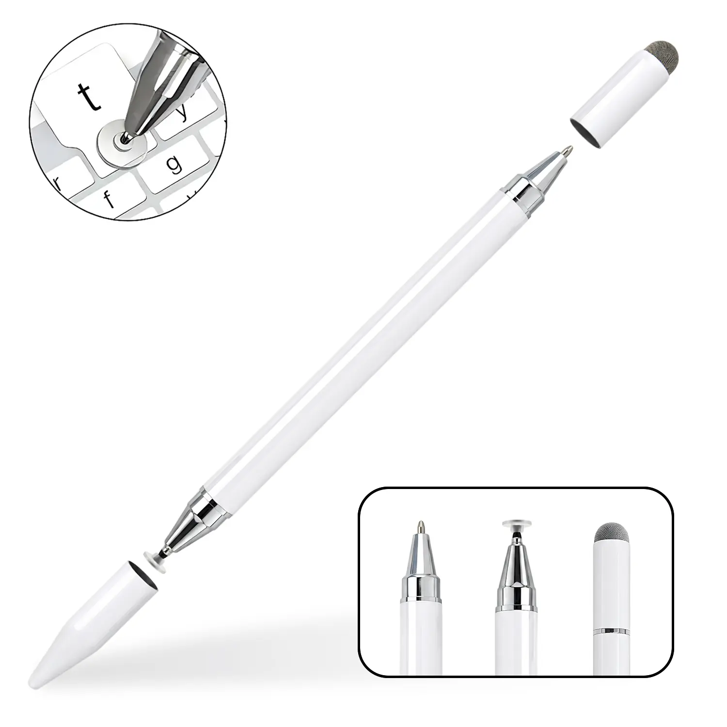 3-in-1 Universal Stylus Pen for Touch Screen, High Precision Capacitive Stylus with Disc Tip & Fiber Tip for iPad iPhone for Samsung Galaxy Tablets and All Touchscreen Devices