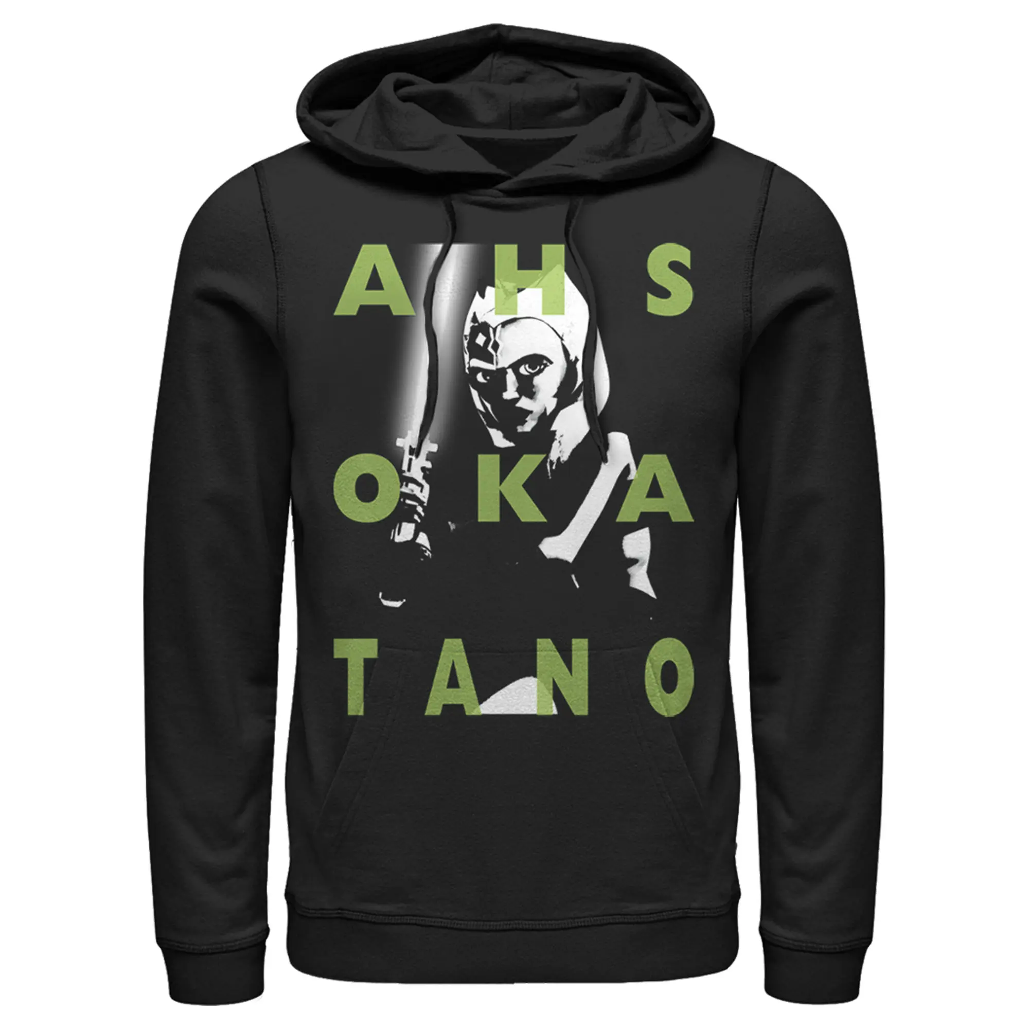 Men's Star Wars: The Clone Wars Ahsoka Tano Text Overlay Pullover Hoodie, Menswear Casual Fashion Cartoon Character Print & Character Decorative Hoodie