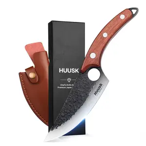 Huusk Viking Hand Forged Boning Knife – Full Tang Japanese Chef Knife with Sheath for Home and Outdoor Use