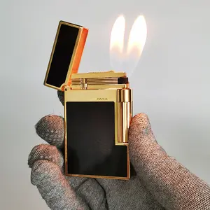 DUPONT 1:1 Dual Flame Black Lacquered old fashioned Lighter Good for Gift