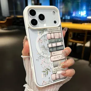 Magnetic Phone case for iPhone 17 16  Pro Max Plus 15 14 13 12 11 X Air Floral Book Stack Pattern Non-Yellowing Shockproof Soft Silicone Transparent Acrylic Cover Supports Wireless Charging