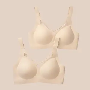 2 Pieces Bra Pack, Wireless Cut-Out Bra | Adjustable Straps & Side Back Suppor Wireless Womenswear Everyday Seamless Style