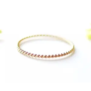 14K Gold Thin Twisted Ring- Stackable, Minimalistic, Dainty Jewelry