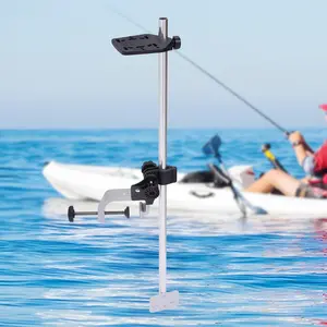 360 Adjustable Universal Portable Transducer Bracket, Transducer Pole Mount Aluminum Alloy Live Scope Pole Mount For Boat 31.5 x 5 x 2.6 Inch Fish Finder Transducer Bracket Max. Opening 2-3/4 " Fishing Accessories Kit Fishing Gear