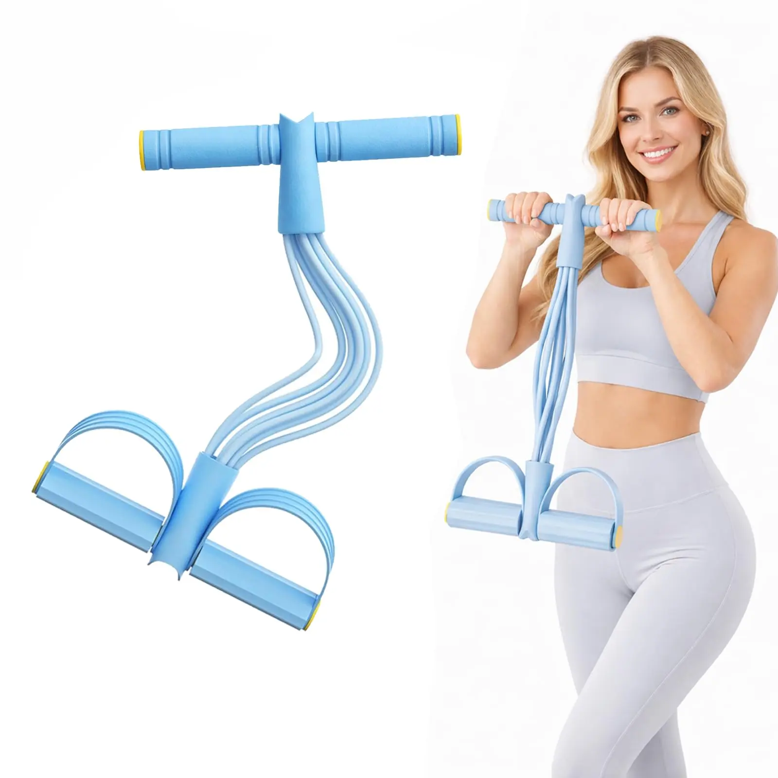 Multifunction Tension Rope, 6-Tube Elastic Yoga Pedal Puller Resistance Band, Elastic Pull Rope Fitness, Full- total Body training  Workout at Home Gym-Sit-Up Pull Rope, Durable,  Fitness Accessories, Multifunctional Workout portable exercise equipment