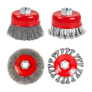 Wire Wheel Brush for 4-1/2" Angle Grinder 4 Inch Cup Wheel Set 3 Inch Wire Cup Twisted/Crimped Brushes 5/8"-11 Threads Arbor - 4pcs
