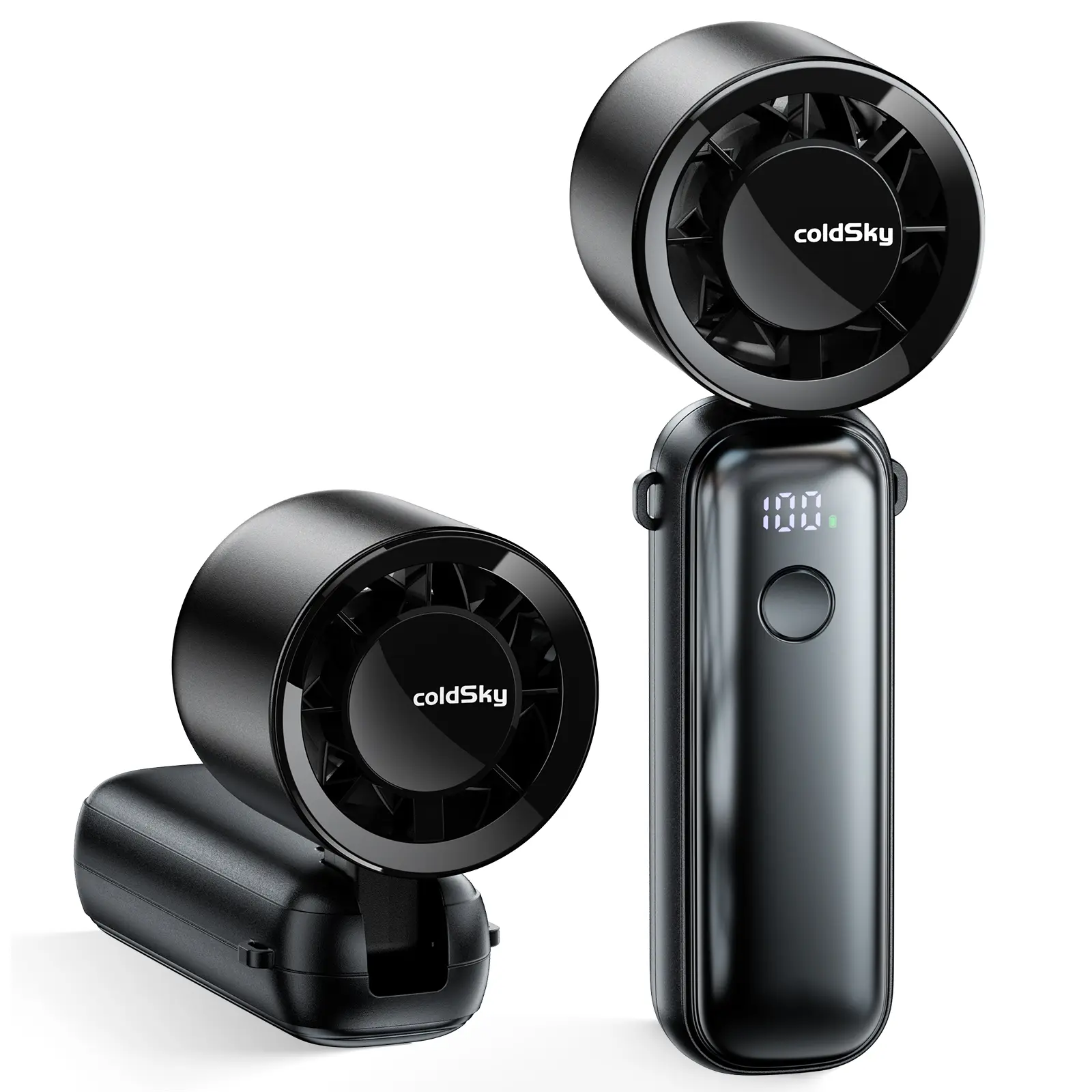 High Speed Turbo Fan - Foldable Handheld Fan with 6-Speed, 5000mAh Rechargeable, Digital Display, Portable for Outdoor Use