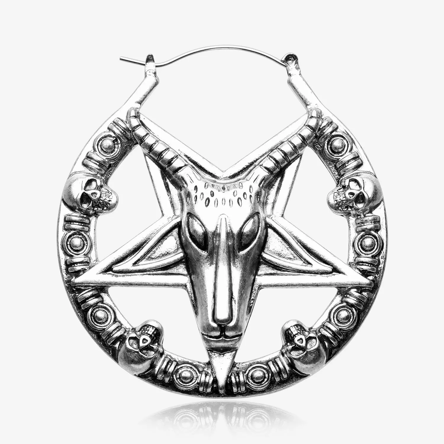 A Pair of Baphomet Evil Goat Plug Hoop Earring