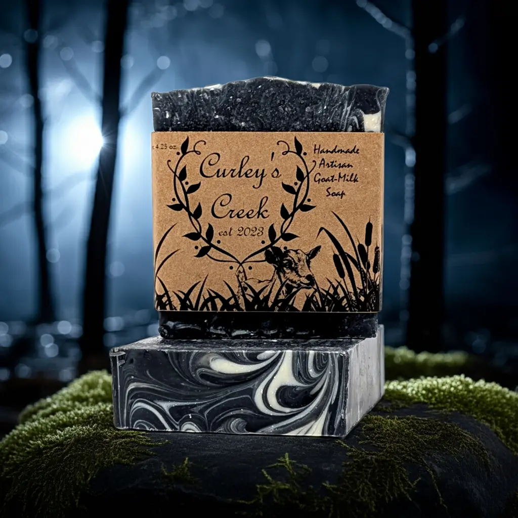 Goat Milk Soap | Midnight in the Holler | Handmade Natural Skincare | Smoky Woods & Spice | Curley’s Creek®