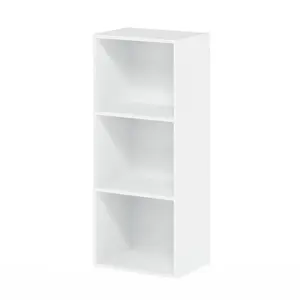 LUDER Bookcase, 3-Cube Bookshelf, Open Shelf Bookcase, 9.3 x 12 x 31.5, for Living Room Bedroom Home Office, White