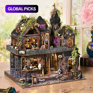 Magic Castle Book Nook Kit 3D DIY Wooden Puzzle, Handmade Bookshelf Dollhouse Model, Bookend Building Home Decor, Creative Craft Project, Miniature Furniture, Playhouse #GLOBAL PICKS