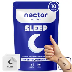 Nectar Sleep Patches - Natural Melatonin, Valerian Root, Passion Flower & Hops Patches. 8 Hours of Restful Sleep, Vegan, Gluten Free, Latex Free & Water Resistant.